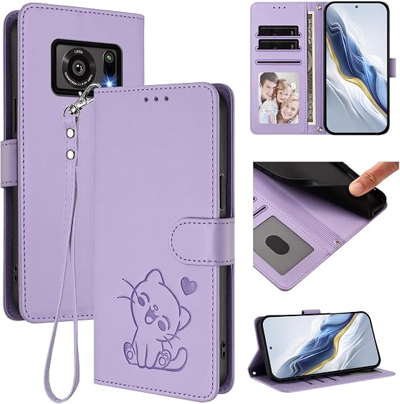 Cover Compatible with Sharp Aquos P6,Compatible with Sharp Aquos R6 SH-51B / R6G A101SH/SH-M22 LanyardFlip Stand Card Holder Wallet Magnetic Clasp Phone Case Purple
