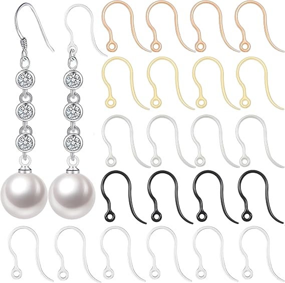 Comfort Safety Non-Allergenic Plastic Earring Hooks, Ear Wire Anti Allergy Hooks, Earring Findings for Sensitive Ears, DIY Jewelry Making (5-in-1)