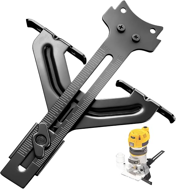 DNP618 Edge Guide for Fixed Base Compact Router, Compatible With DEWALT DWP611 Router, PORTER-CABLE 450 & 451-Adjustable for Quick Attachment To Router Mounting Base, Fits Router DCW600B, DW6913. etc