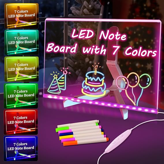LED Note Board with 7 Colors Happy Birthday Gifts for Teens, 11.8"X7.9"