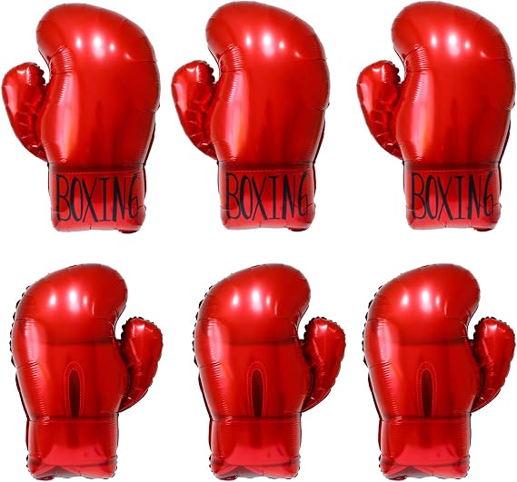 6pcs Boxing gloves balloons for Boxing, kick-boxing, Fighting, Wrestling party decorations.sport Boxer mylar balloons birthday party decoration supplies