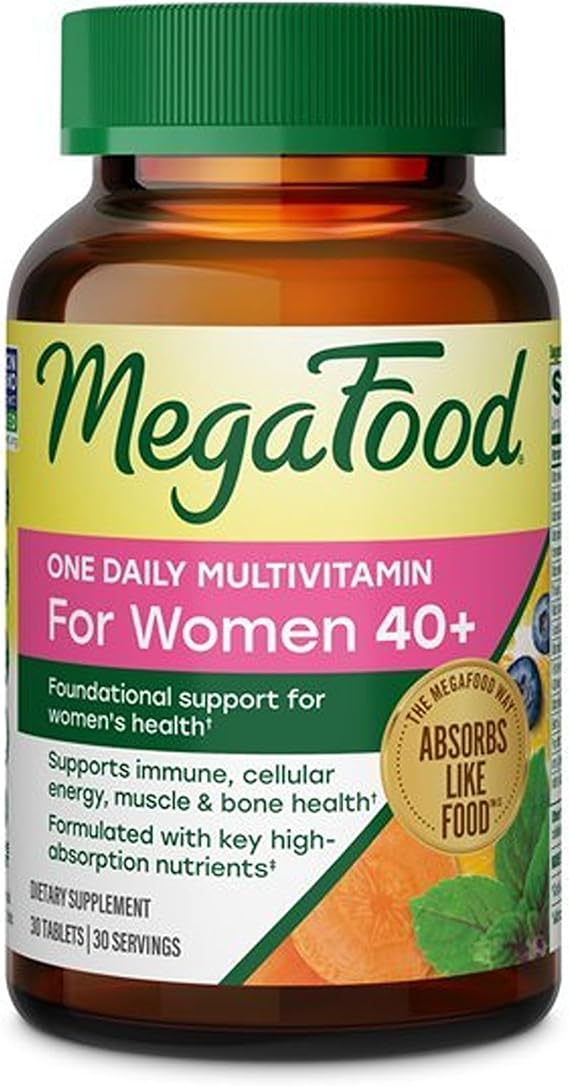 MegaFood One Daily Multivitamin for Women 40+ with 22 Nutrients, 30 Tablets