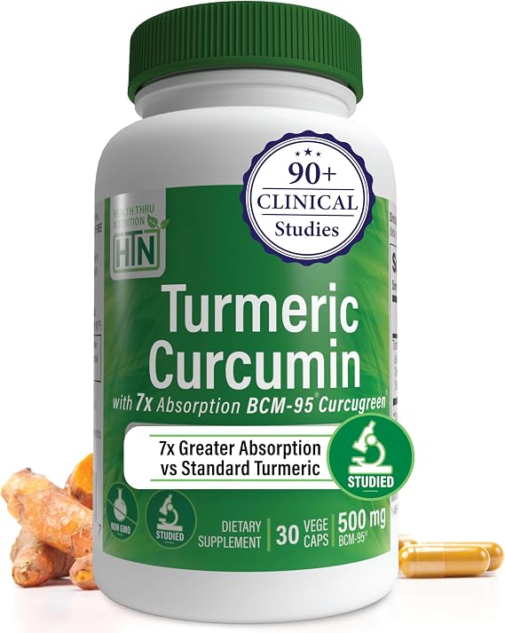 Health Thru Nutrition Turmeric Curcumin 500mg BCM-95 Curcugreen 30 Count