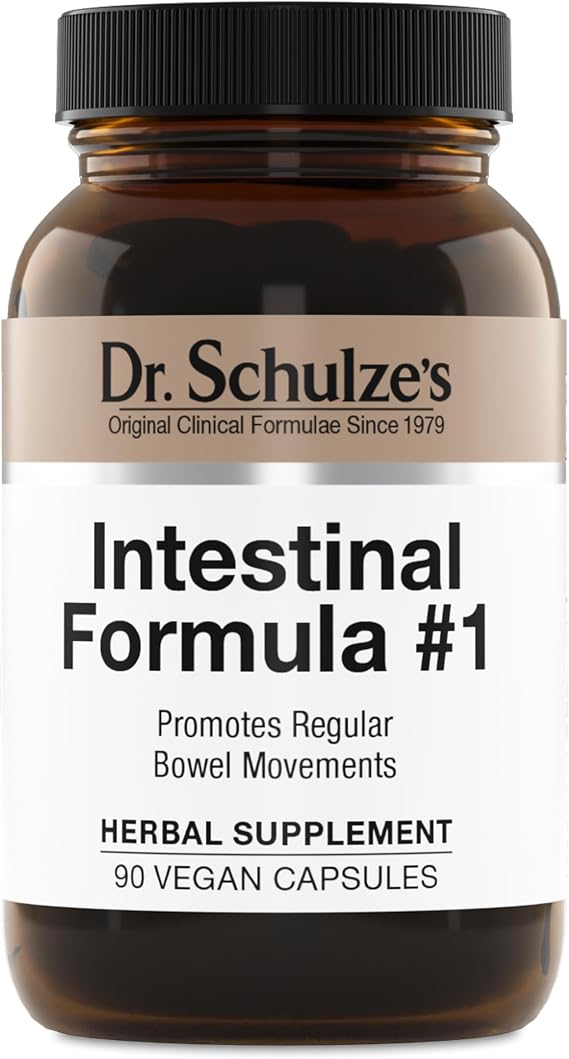 Dr. Schulze's Intestinal Formula #1 - Bowel Movement Supplement for Colon Health Support - Bloating & Constipation Relief- Intestinal Cleanse - All-Natural - Plant-Based - Vegan - 90 Count