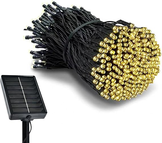 Solar String Lights Outdoor Garden - 33Ft/10m 100 LED Solar Fairy Light with Timer Function, 8 Modes, Waterproof, for Garden, Yard, Tree Deco - Warm White [Energy Class A]
