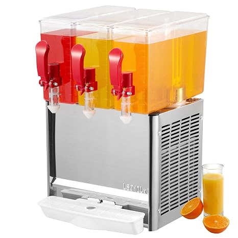 Commercial Beverage Dispenser, KOKEBREN 3 Tanks 7.93 Gallon 30L Commercial Juice Dispenser, 10 Liter Per Tank, 320W Stainless Steel Food Grade Ice Tea Drink Dispenser with Thermostat Controller
