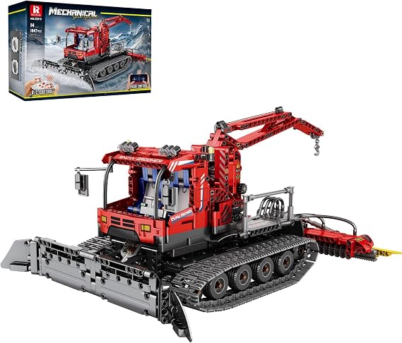 Reobrix 22019 RC Snow Groomer Building Blocks Set, 1047-Piece Remote Control Snow Plow Truck, Motorized Engineering Construction Vehicle Model, STEM Toy Gifts for Adults & Teens 14+