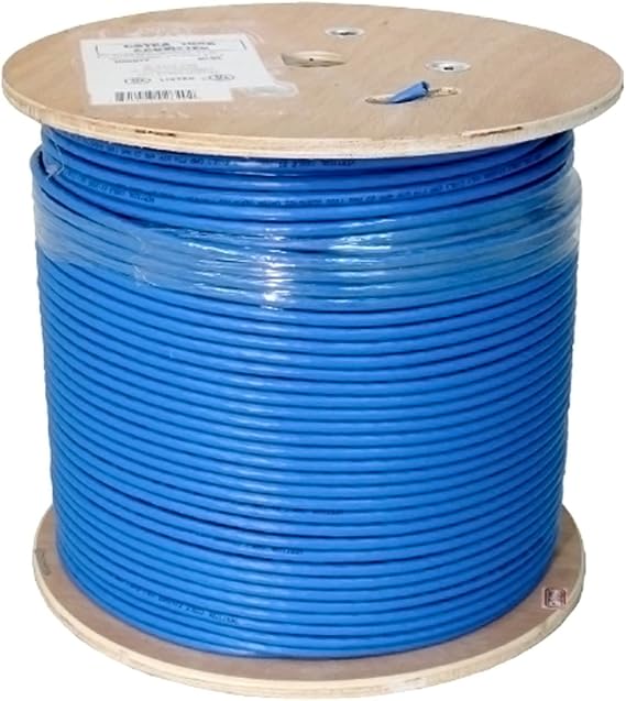 Vertical Cable Cat6A 10G, UTP, 23AWG, Solid Bare Copper, PVC, 1000ft Bulk Ethernet Cable, Blue