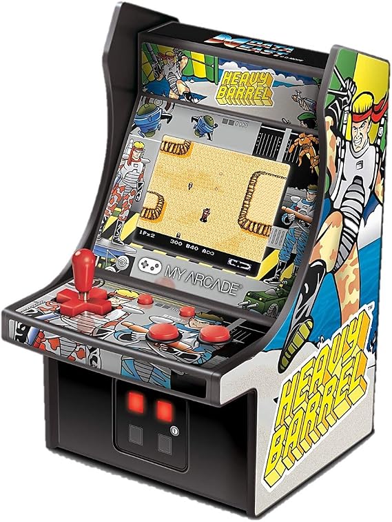 My Arcade Micro Player Mini Arcade Machine: Heavy Barrel Video Game, Fully Playable, 6.75 Inch Collectible, Color Display, Speaker, Volume Buttons, Headphone Jack - Electronic Games,DGUNL-3205