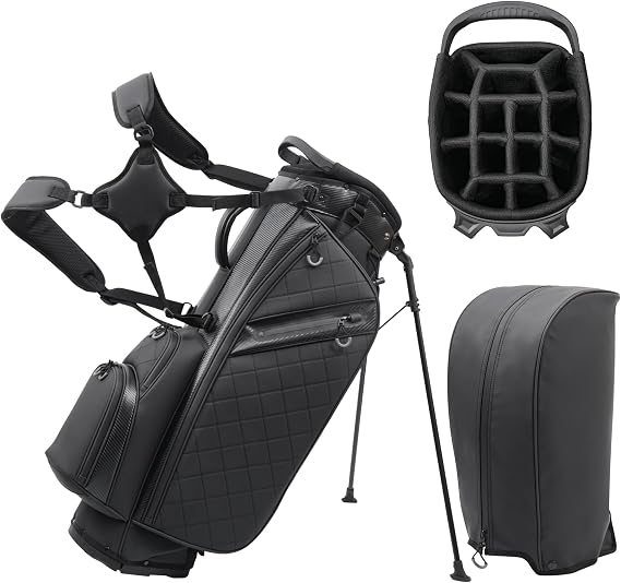 Golf Stand Bag with 14 Way Full Length Dividers Premium PU Leather