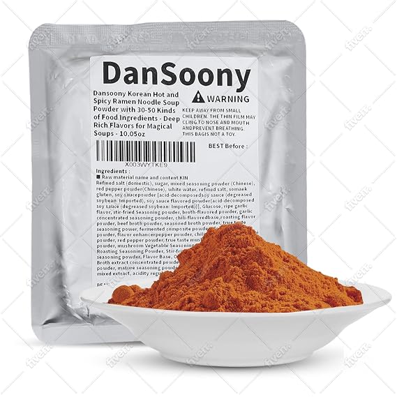 DanSoony Korean Hot and Spicy Ramen Noodle Soup Powder with 30-50 Kinds of Food Ingredients - Deep, Rich Flavors for Magical Soups