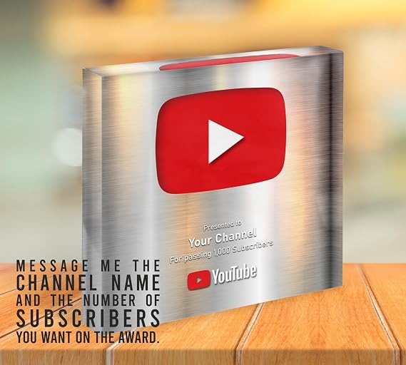 Studio Lite Custom YouTube Award, 6x6" Silver Play Button for YouTubers or YouTube Content Creators