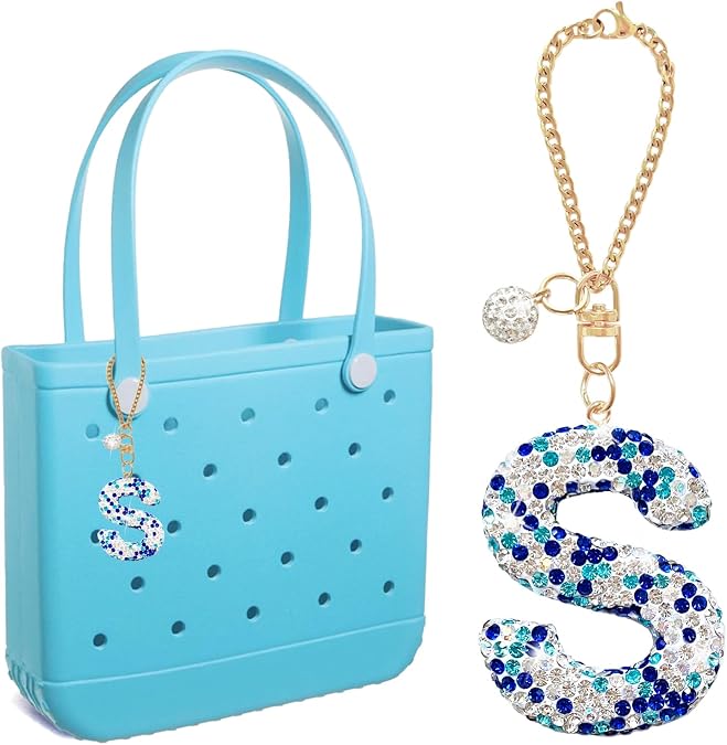 Bogg Bag Accessories,Bogg Bag Charms Keychain for Women Girls,Letter Charms for Beach Bitty Bogg Handbags Tote Bags