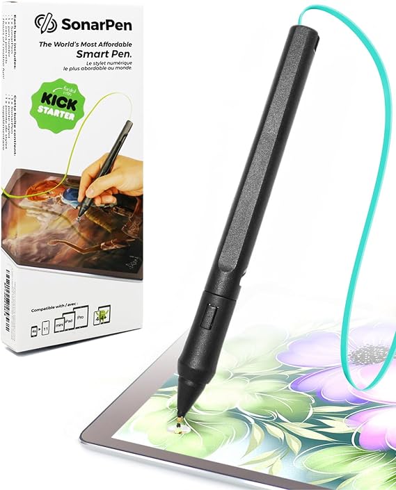 SonarPen - Pressure Sensitive Smart Stylus Pen with Palm Rejection and Shortcut Button. Battery-Less. Compatible with Apple iPad/Pro/Mini/iPhone/Android/Switch/Chromebook (Aqua Green)