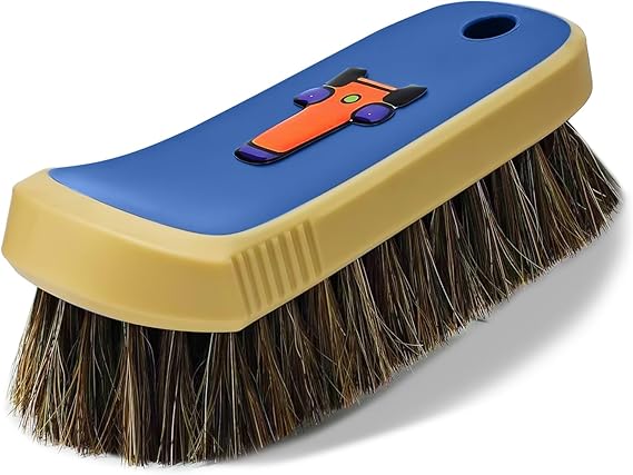 YeewayVeh Horse Hair Leather Cleaning Brush - Upgraded Long Bristle Car Leather Brush with 360 Soft Grip, for Car Interior Seats, Sofa, Upholstery & Furniture Care