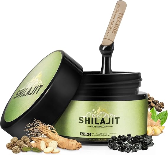 Pure Himalayan Organic Shilajit Resin, 600mg Gold Grade Shilajit Resin with 85+ Trace Minerals & 75%+ Fulvic Acid, No Added Sugar, Shilajit for Men & Women, Enhanced Energy and Immune Support