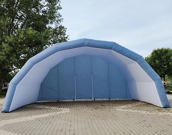 Portable Outdoor Inflatable Stage Tent Rooftop Booth Inflatable Stage Cover Marquee Concert Shelter Dome Marquee Cover (Grey white, 5mLx3mWx3.5mH) 