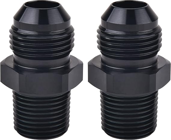 EVIL ENERGY 10AN Male Flare to 1/2" NPT Pipe Fitting Adapter Aluminum Straight Black 2PCS