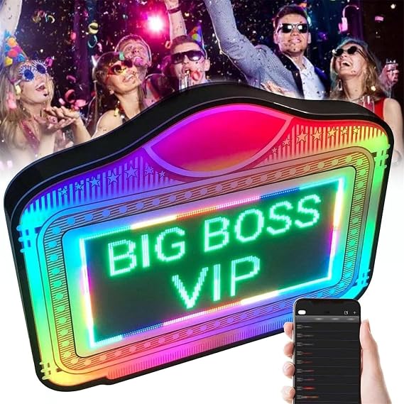 LED Club Bottle Presenter, Scrolling Billboard, Changeable Letters VIP Service,Remote Control/App Edit Your Own Rolling Message,70x60x8cm
