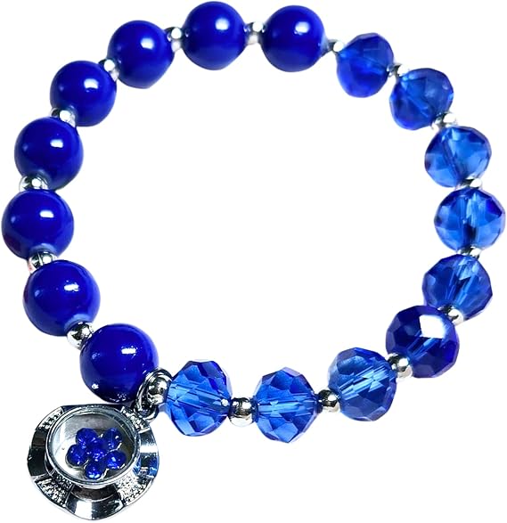 Linpeng Blue Sapphire Birthstone Bracelet, Glass Beaded Charm Bracelets For Women, Birthday Christmas Jewelry Gift, September, 1 pc