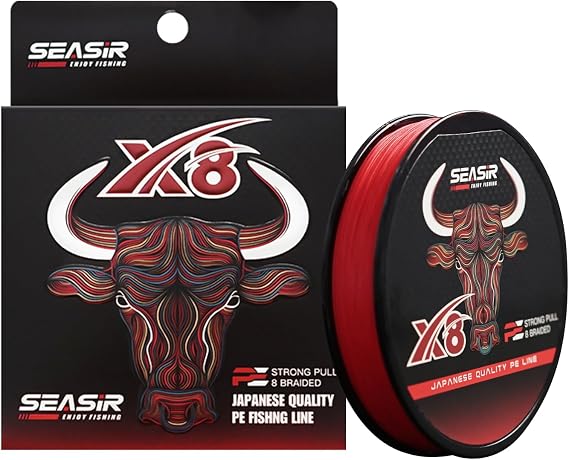 SEASIR X8 Braided Fishing Line, 8 Strands Fishing Line 10LB 20LB 30LB 50LB Heavy Duty, Abrasion Resistant, Zero Stretch, PE Fiber Braid Fishing Wire for Freshwater Saltwater - Red