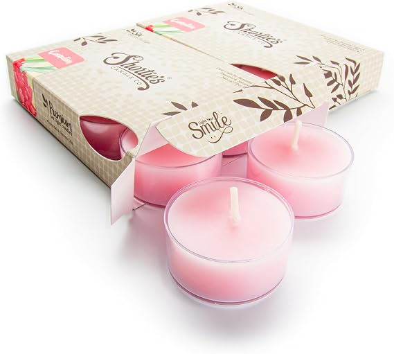 Pure Carnation Premium Tealight Candles Multi Pack - Highly Scented with Essential & Natural Oils - 12 Pink Tea Lights - Beautiful Candlelight - Made in the USA - Flower & Floral Collection