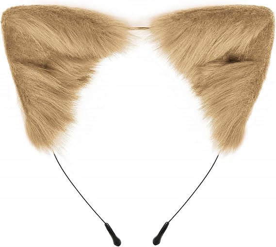 Cat Wolf Fox Ears Headband for Women, Plush Halloween Hair Accessory