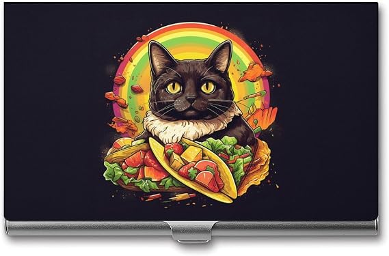 Business Card Holder,Taco Cat Pocket Business Card Case Slim Business Card Wallet Business Card Holders Name Card Holder for Men & Women