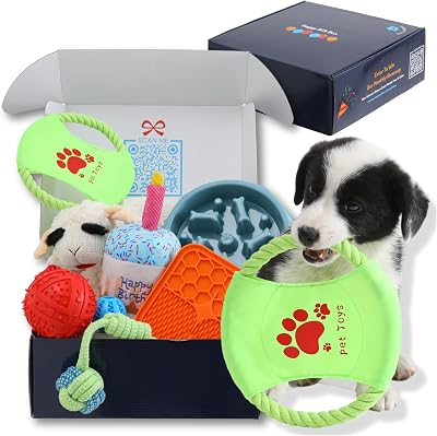 Pure Pawsitive Puppy Essentials Starter Kit - Dog Gift Box - Dog Birthday Gift Basket and Chew Toys Perfect for Welcoming Your New Puppy, or Get Well Gift