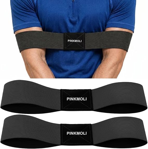 2 Pack Golf Swing Training Aid | Swing Correcting Arm Band for Muscle Memory & Body Connection Golf Trainer for Beginners, Left/Right-Handed Players (Black)