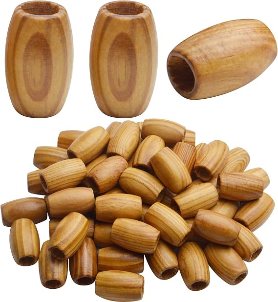 50pcs Natural Large Wooden Spacer Beads - Oval, Loose, 10mm Hole for DIY Jewelry, Hair Crafts, Decoration Supplies, 3020mm