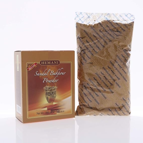 Hemani Sandal Bakhoor 200g - Sandalwood Bakhoor Incense Powder for Mabkhara Burner - Arabian Bukhoor, Long-Lasting Home Fragrance - Halal, Alcohol-Free - Hemani Since 1949
