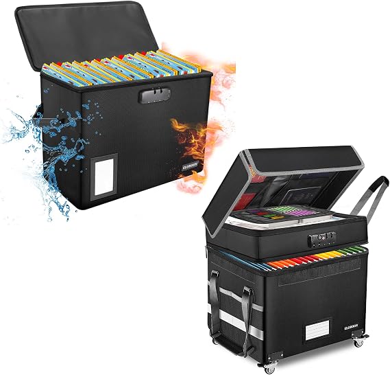 Comic Book Storage Box & Fireproof Document Box with Wheels