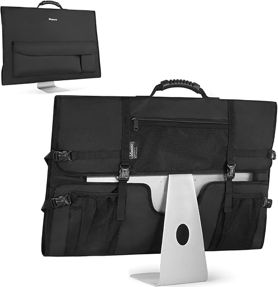 Mancro Monitor Carrying Case Compatible with Apple 27" iMac | Padded Travel Carrying Bag, Rubber Handle, Pockets for 27" Screen and Accessories, Protective Dust Cover