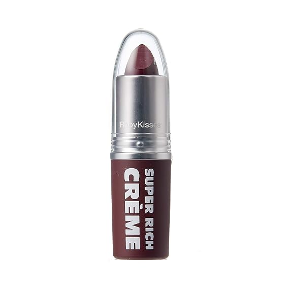Ruby Kisses Super Rich Creme Lipstick, Hydrating Full Coverage Long Lasting Highly Pigmented Smooth Apply Lip Makeup for Women Men (Fig Tart)
