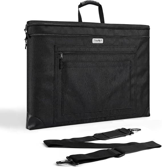 Art Portfolio Bag, 18x24 Foldable Light Weight Portfolio Folder Case with Adjustable Shoulder Strap, Leather Corners, Waterproof Art Bag for Artists and Adults for Artwork, Poster, Sketching