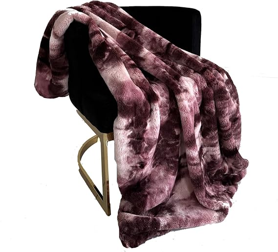 Plutus Brands Rose Fureal Faux Fur Luxury Throw Blanket