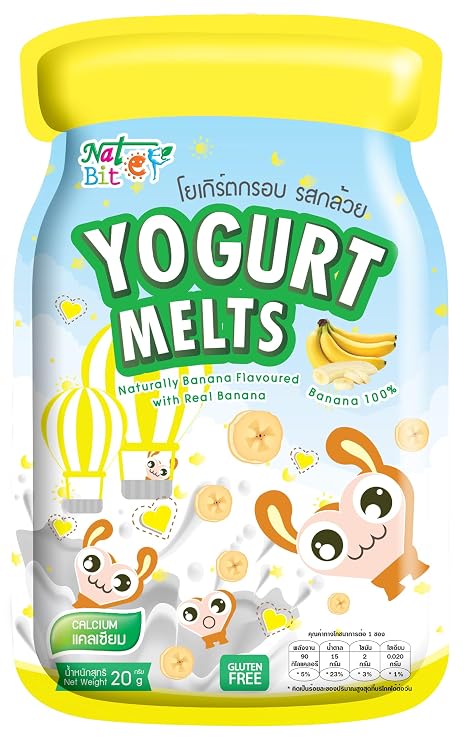 Nat Bit Yogurt Melts Crunchy Freeze-Dried Yogurt Snack, Real Banana, Healthy Crispy Snack for Teens & Young Adults, Gluten-Free, No Preservatives Banana Flavors (0.7 oz Pack,12 Count)