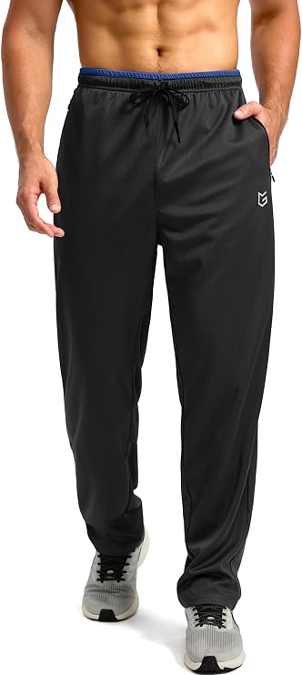 Men's Sweatpants with Zipper Pockets Mesh Lightweight Workout Pants for Men