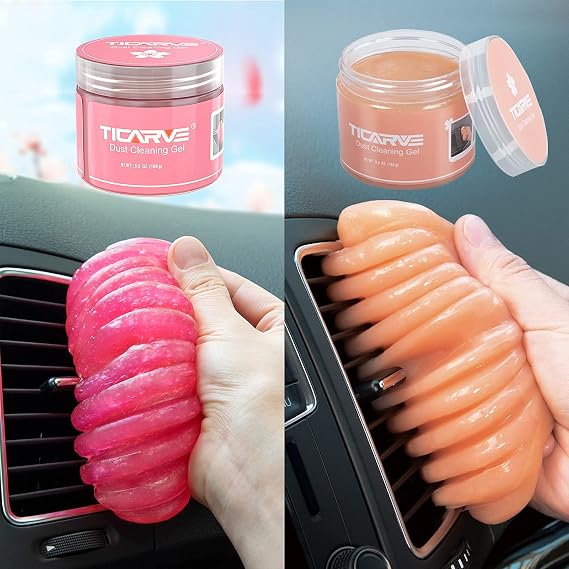 TICARVE Car Cleaning Gel Car Cleaning Putty Car Slime for Cleaning Car Detailing Putty Detail Tools Car Interior Cleaner Automotive Car Cleaning Kits Rose Orange