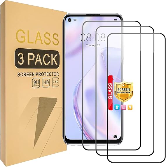 (3 Pack) Compatible for Huawei nova 7 SE 5G Screen Protector Tempered Glass，Case Friendly [High definition][Hardness 9H]