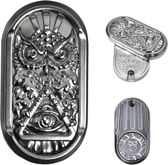 Owl Fidget Toys Adults, 3 in 1 Magnetic Fidget Slider, Sensory EDC | Alloy owl fidget slider: magnetic slide, 360 spin, rear coin. Desk EDC sensory toys for adults, office, commute, stress.