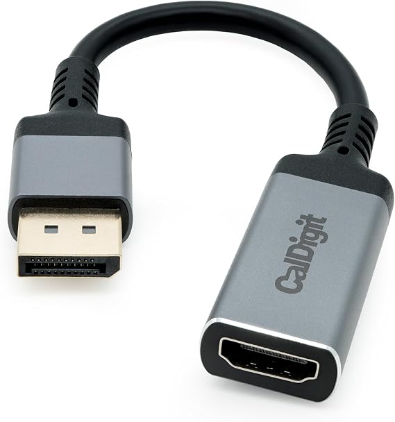 CalDigit DisplayPort 1.2 Male to HDMI 2.0b Female Active Adapter 4K 60Hz, High Refresh Display, 10 bit Color, HDR and Eyefinity Support *HDMI Cable Required