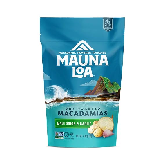 Mauna Loa Premium Roasted Macadamia Nuts, Garlic Flavor Onion, 4 Oz