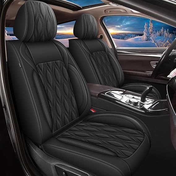 DISUTOGO Front Waterproof Leather Seat Covers for Toyota 4Runner 2003-2026, Custom Fit Car Seat Cushions for Front Seats, Airbag Compatible Auto Seat Protectors (Black)