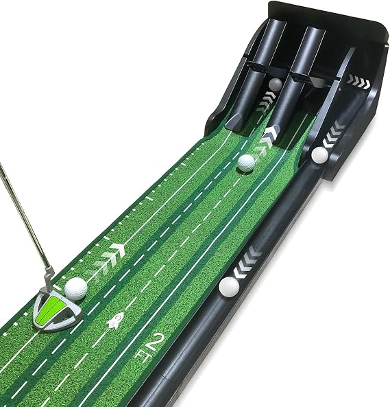 KOFULL Golf Putting Mat Indoor with Automatic Ball Return Golf Training 4 Slope Design Practice Game for Home,Office,Indoor and Outdoor Golf Gifts for Men Women Family