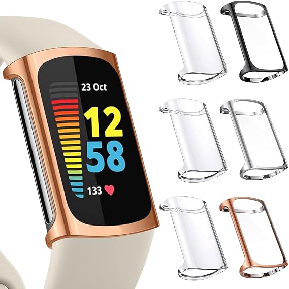 6 Pack Soft TPU Screen Protector Case for Fitbit Charge 6/5