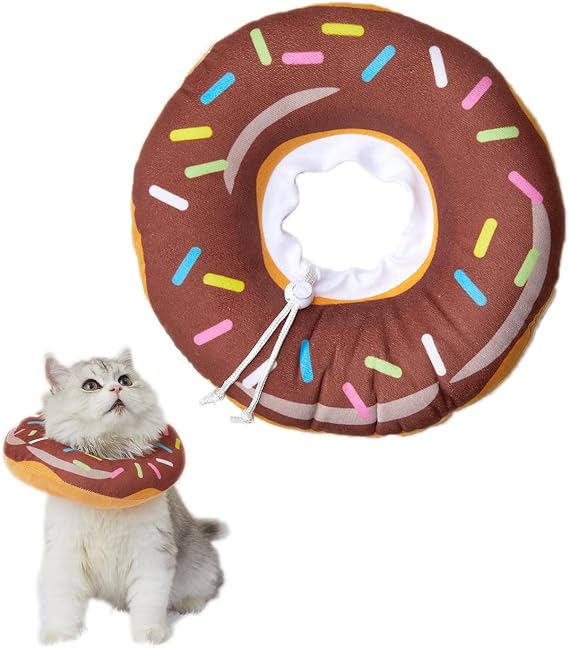 Amakunft Adjustable Cat Cone Collar - Soft Recovery Collar for Kittens & Cats (Donut, S (Neck:5"-10"))