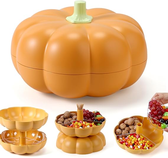 LemonRoad Thanksgiving Pumpkin Candy Fall Bowl Snack Holder Orange