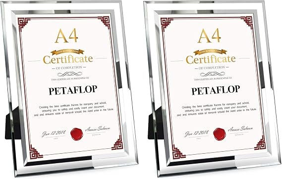 PETAFLOP A4 Photo Frame Glass Certificate Frame Document Frame Diploma Graduation (Pack of 2)